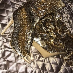 Gold Sequin Boots